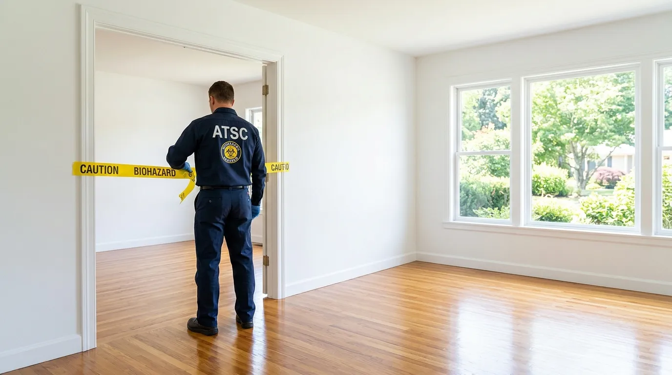 Certified biohazard cleanup crew performing Trauma Scene Cleanup in Hackensack